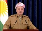 Fotka z videa ukazující kurdského prezidenta Masúda Barzáního pi televizním...