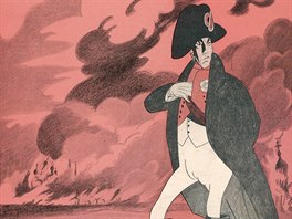 Alexandr Kerensk jako Napoleon na dobov karikatue