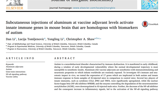 Studie Shaw et al. 2017 publikovan v Journal of Inorganic Biochemistry