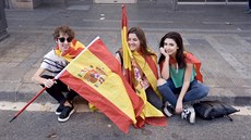 Za jednotné panlsko se demonstrovalo napíklad v Barcelon. (29. íjna 2017)