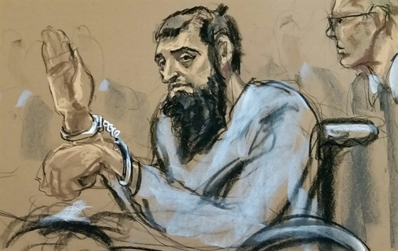Sajfulláh Saipov (Sayfullo Saipov) v soudní síni (1. listopadu 2017)
