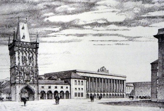 Místo Obecního domu měl vedle Prašné brány vyrůst koncertní dům postavený v neoklasicismu.