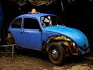 A Volkswagen Beetle car is parked at a garage in Addis Ababa, Ethiopia,...