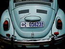 A Volkswagen Beetle car is seen whilst under maintenance at a garage in Addis...