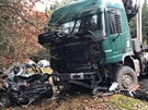 Na silnici mezi obcí Ruda a Rakovníkem se eln srazil náklaák s osobním...