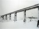 Jeden z návrh podoby vysokého mostu na Zlíchov z roku 1941 od nmeckého...