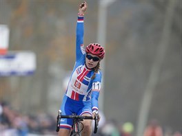 EVROPSKÝ BRONZ. Nikola Nosková projíždí cílem táborského mistrovství Evropy v...