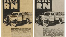 Reklamy na Pragu RN z dobového tisku z roku 1936, vlevo Národní listy, vpravo...