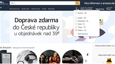 Úvodní obrazovka stránky Amazon.de v etin.