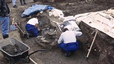 Exhumace masového hrobu u farmy Ovara