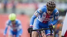 eský cyklokrosa Martin Bína na trati mistrovství Evropy v Táboe.
