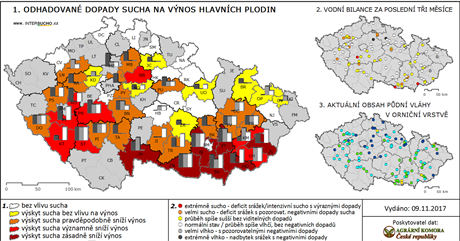 Mapa zachycuje hodnocen sucha od 116 zpravodaj z 53 okres k 5. listopadu...