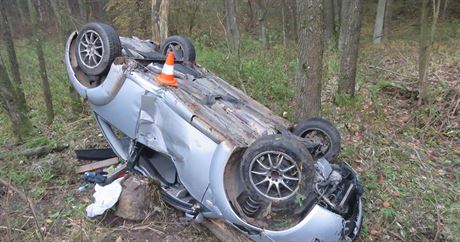 U Netolic na Prachaticku havarovala ráno 16. listopadu idika s vozem VW New...