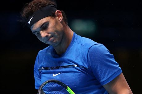panlský tenista Rafael Nadal v duelu s Belgianem Davidem Goffinem.