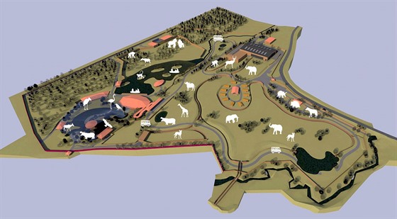 Plánovaná podoba celé oblasti Karibuni ve zlínské zoo.