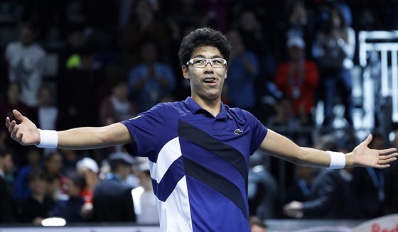 Korejský tenista ong Hjon slaví triumf na Turnaji mistr hrá do 21 let v...