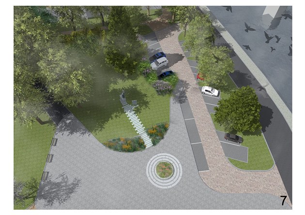 Vizualizace chystaného parkovit, které zmení plochu parku u choceského...