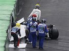 Havárie Lewise Hamiltona v kvalifikaci Velké ceny Brazílie formule 1.