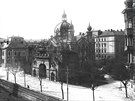 Olomouck synagoga a jej okol. V poped snmku dnen tda Svobody a stle...