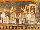 Svatí Cyril a Metodj pináejí tlo svatého Klimenta do íma. Freska z 11....