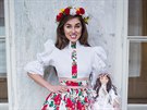 eská Miss 2017 Michaela Habáová v národním kostýmu od Barbory Hokové