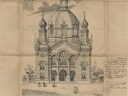 Pln olomouck synagogy od architekta Jakoba Gartnera (1861 - 1921)