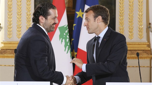 Libanonsk premir Saad Harr (vlevo) a francouzsk prezident Emanuel Macron (1. z 2017)
