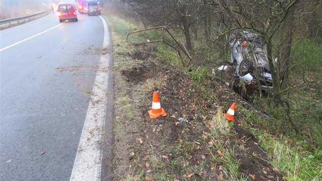U Netolic na Prachaticku havarovala ráno 16. listopadu řidička s vozem VW New Beetle.