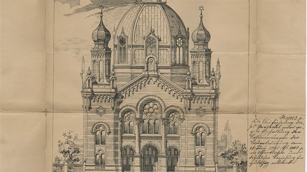 Pln olomouck synagogy od architekta Jakoba Gartnera (1861 - 1921)