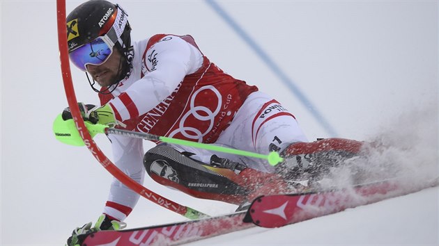 Marcel Hirscher ve slalomu v Levi.