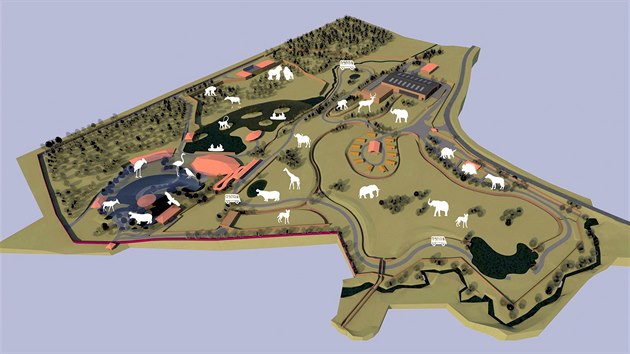 Plánovaná podoba celé oblasti Karibuni ve zlínské zoo