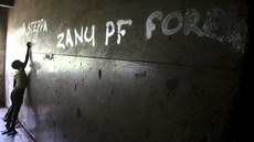 Graffiti na podporu zimbabwské vládní strany Africký národní svaz Zimbabwe -...