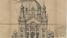 Plán olomoucké synagogy od architekta Jakoba Gartnera (1861 - 1921)