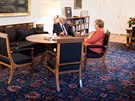 Angela Merkelová na jednání s nmeckým prezidentem Frankem-Walterem...