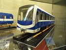 Model soupravy 81-556 NVa v muzeu historie petrohradského metra. Soupravy...