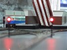 Model soupravy 81-556 N�Va v muzeu historie petrohradsk�ho metra. Soupravy...