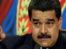 Venezuelský prezident Nicolás Maduro mluví na tiskové konferenci v Caracasu....