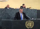 Lubomír Metnar pi vystoupení na shromádní OSN.