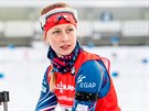 Jessica Jislová pi nástelu ped sprintem dvojic v Östersundu