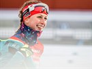 Jessica Jislová pi nástelu ped sprintem dvojic v Östersundu