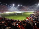 Stadion fotbalové Sevilly ped zaátkem utkání Ligy mistr.