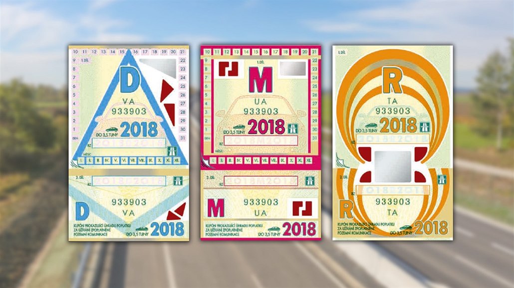 Vzor dálničních známek pro osobní automobily na rok 2018