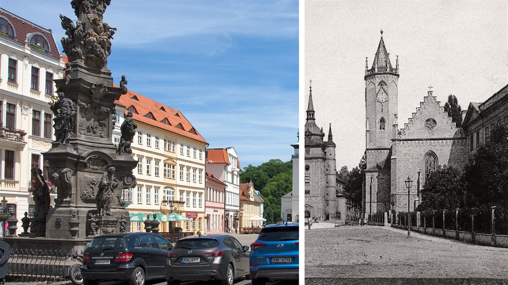 Zámecké nám�stí v Teplicích v sou�asnosti a kolem roku 1880