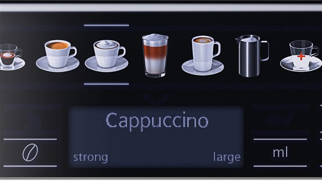 Díky displeji coffeeSelect začíná potěšení z kávy už v momentě, kdy spotřebič zapnete. Velké uživatelské rozhraní představuje lákavý výběr mezinárodních aromatických kávových a mléčných specialit. Díky konceptu intuitivního používání má uživatel přímý přístup ke všem funkcím pouhým stisknutím senzorových ovladačů.
