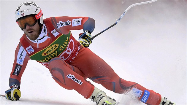 Kjetil Jansrud na trati superobho slalomu v Lake Louise