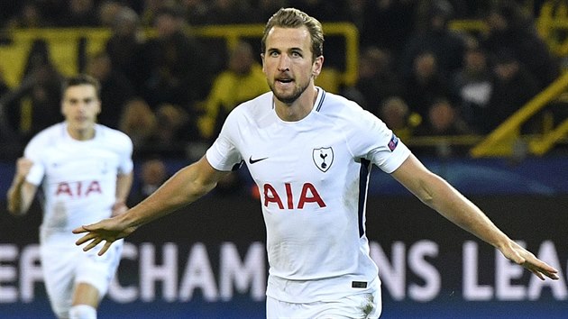 Harry Kane z Tottenhamu slav vyrovnvac branku na hiti Dortmundu.