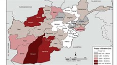 Pstování máku v jednotlivých provincích Afghánistánu