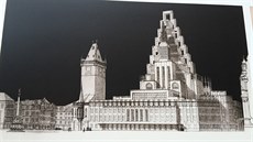 Návrh pístavby Staromstské radnice od Josefa Goára z roku 1909