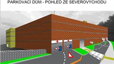 Vizualizace parkovacho domu, kter by mohl vzniknout v arelu nemocnice nebo...