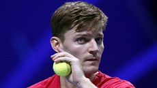 David Goffin v úvodní dvouhe finále Davis Cupu